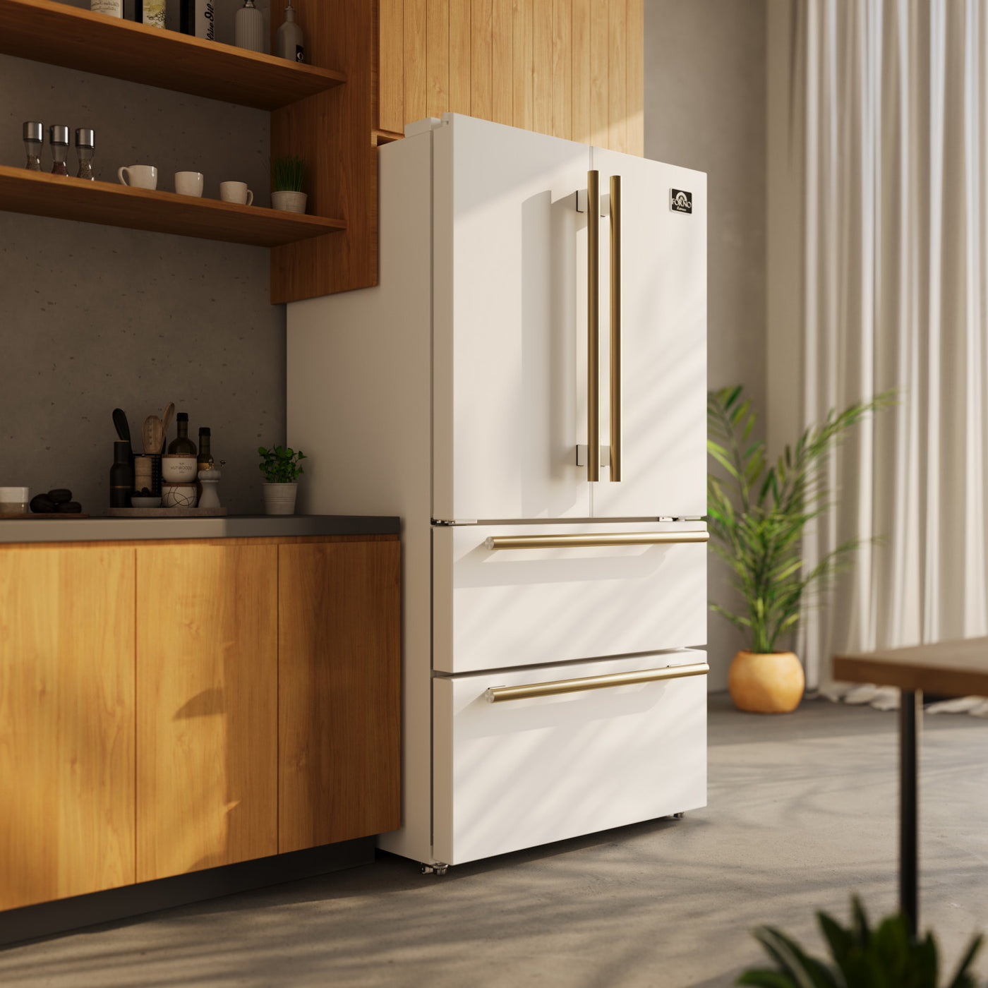 Forno Moena White Counter-Depth French Door Refrigerator with Ice Maker (19.2 Cu. Ft.) - FFRBI1820-36WHT