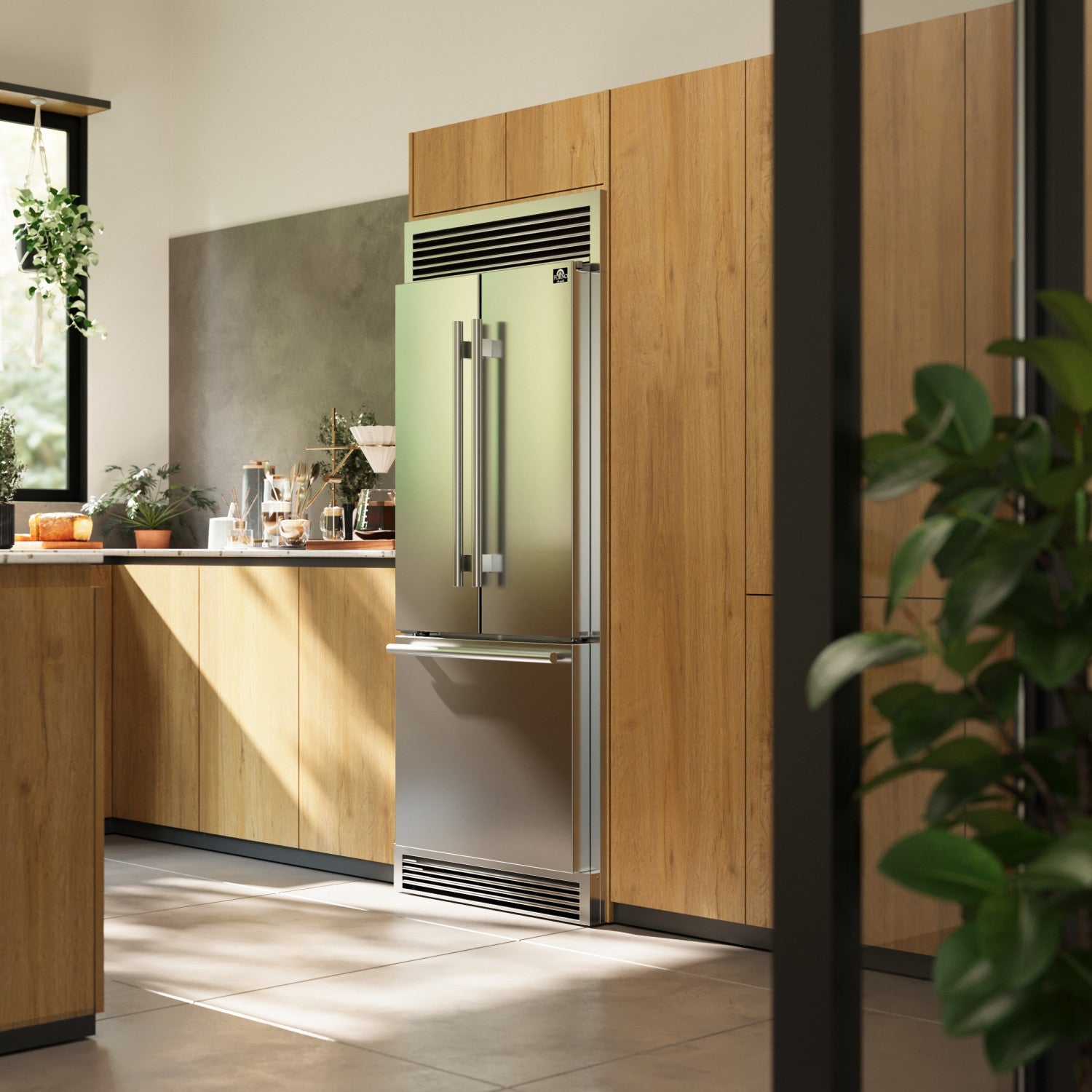 Forno Gallipoli 30" 17.5 Cu.Ft. Stainless Steel French Door Refrigerator - FFFFD1974-35SG