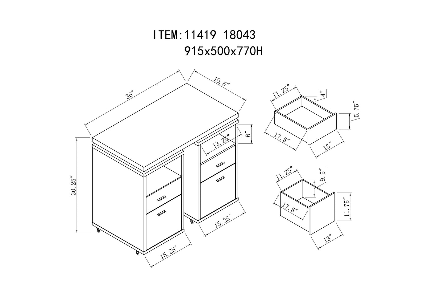 Kamala Expandable Office Desk - Dark Cherry