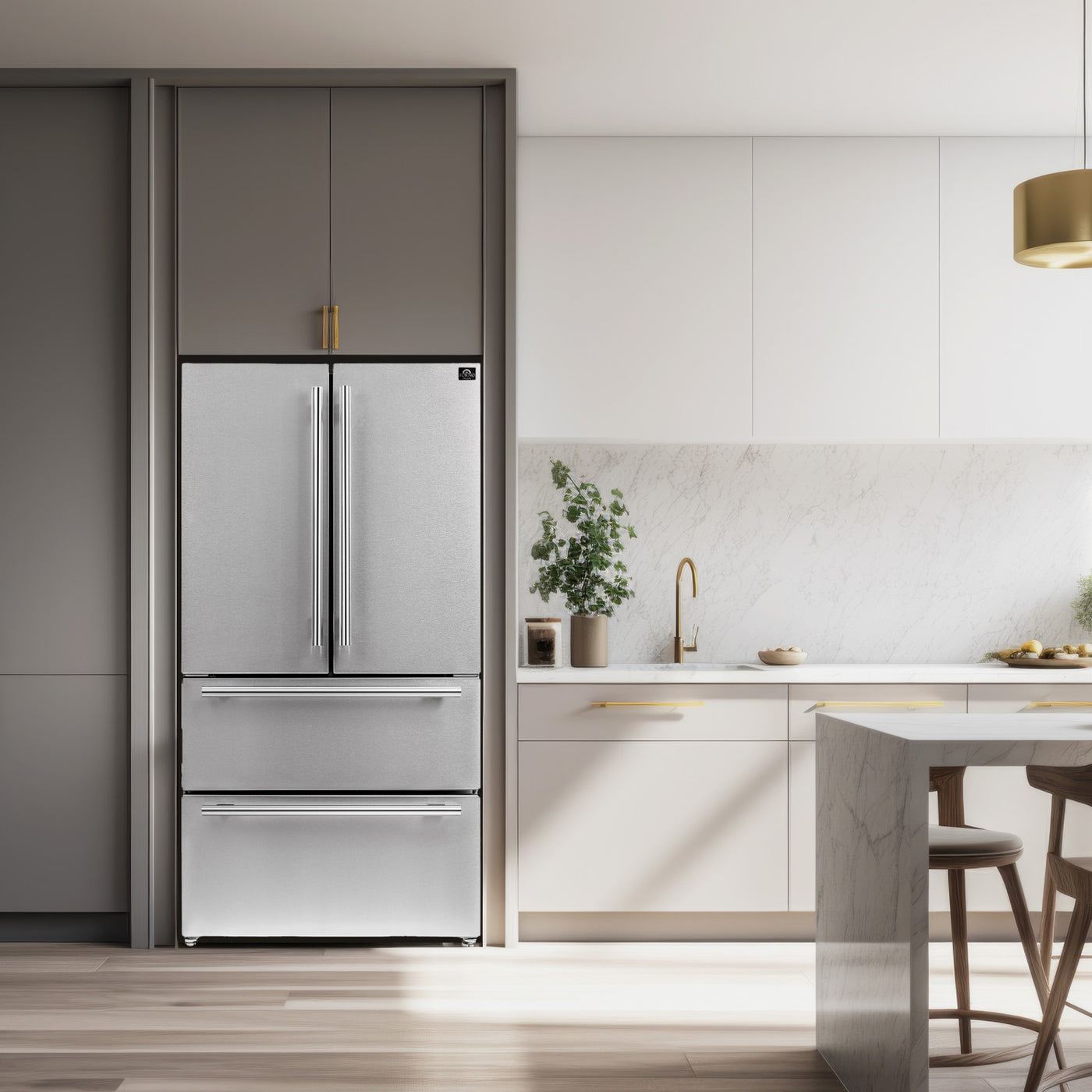 Forno Moena Stainless Steel Counter-Depth French Door Refrigerator (19.2 Cu. Ft.) - FFRBI1820-36SB