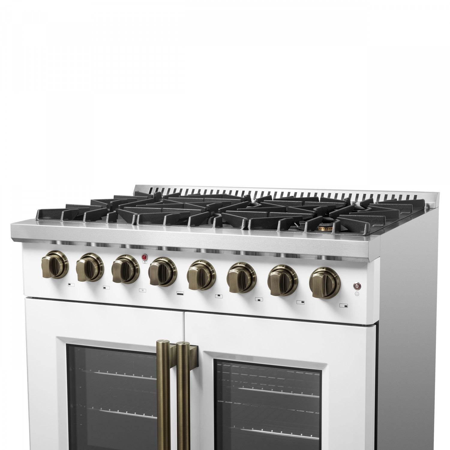 Forno Galiano 36" White French Door Dual Fuel Range with True Convection (5.36 Cu. Ft.) - FFSGS6356-36WHT
