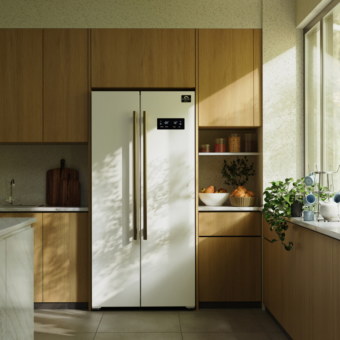 Forno Salerno 33" White Freestanding Side-by-Side Refrigerator (15.6 Cu. Ft.) - FFRBI1805-33WHT