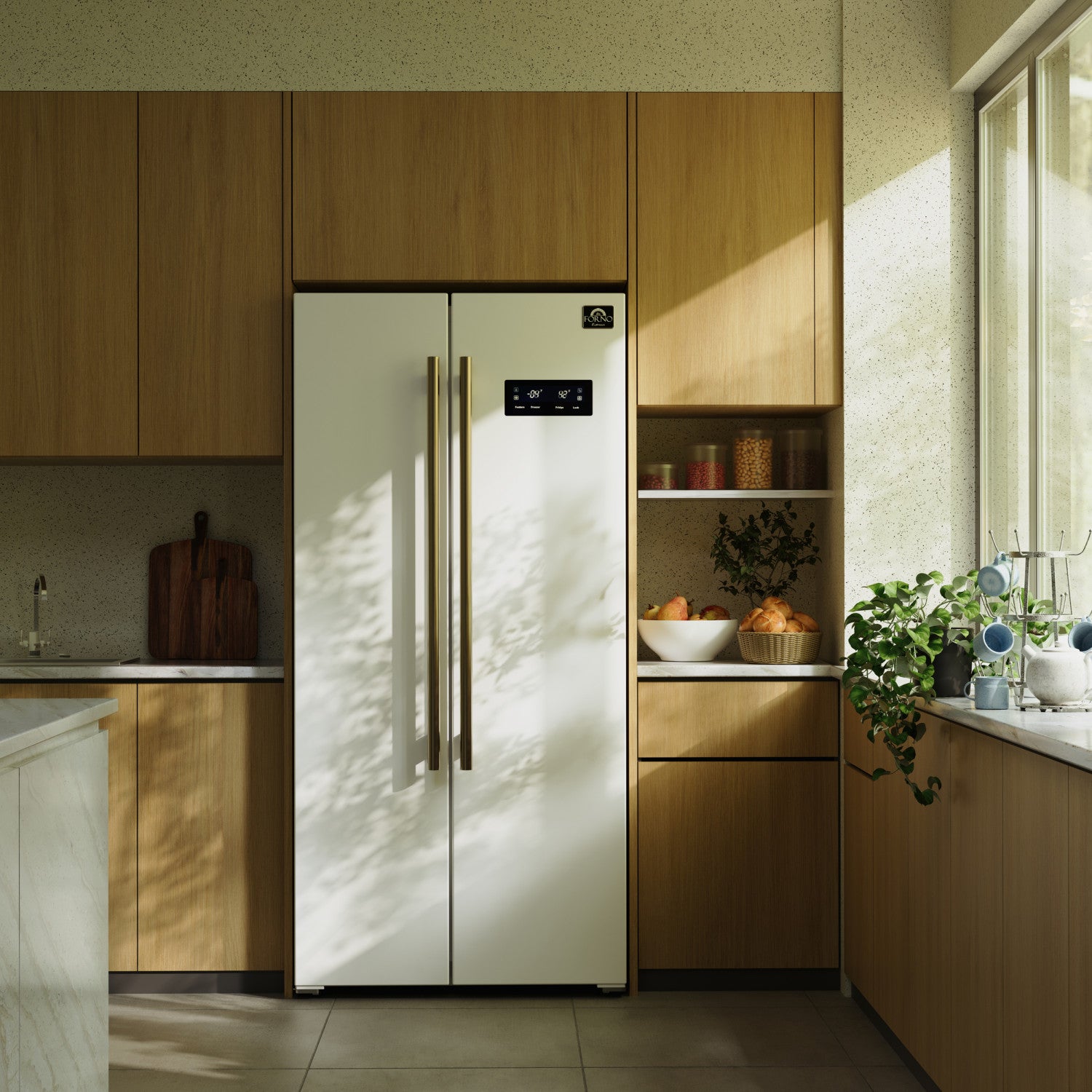 Forno Salerno 33" 15.6 Cu.Ft. White Freestanding Side-by-Side Refrigerator - FFRBI1805-33WHT