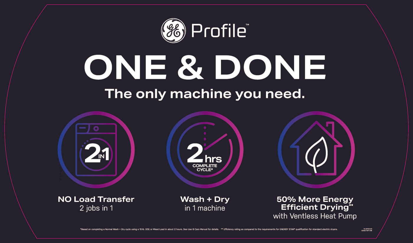 GE Profile Graphite 28" UltraFast All-in-One Washer/Dryer with Ventless Heat Pump (5.5 Cu.Ft.)- PFQ97HSPVDS--