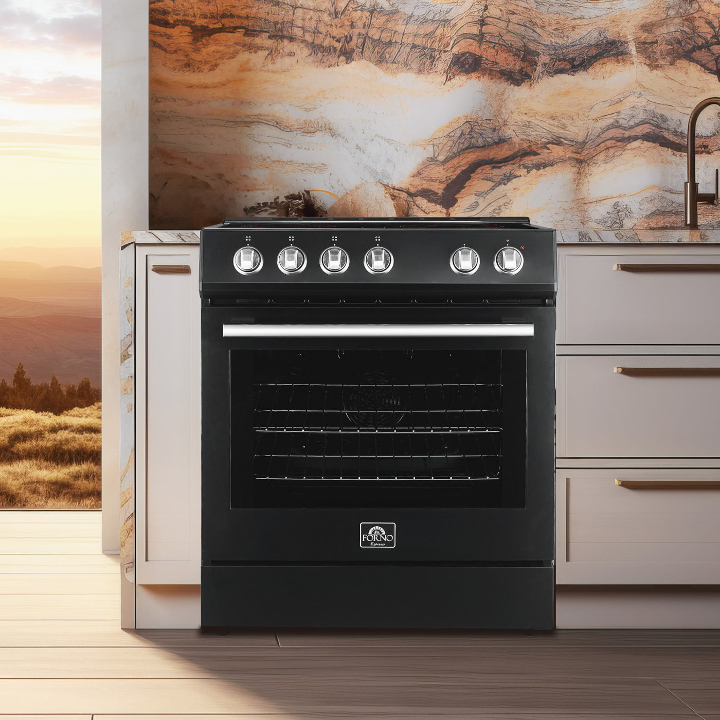 Forno Leonardo Black Slide-in Electric Range (5.0 Cu. Ft.) - FFSEL6022-30BLK