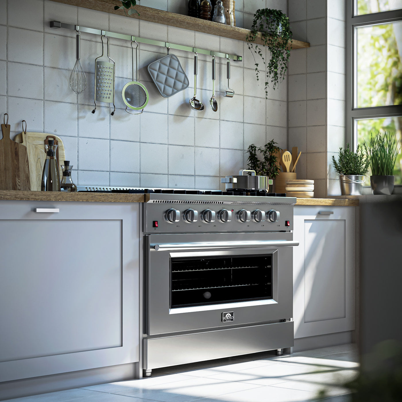 Forno Galiano 36" Stainless Steel Freestanding Gas Range (5.36 Cu. Ft.) - FFSGS6244-36