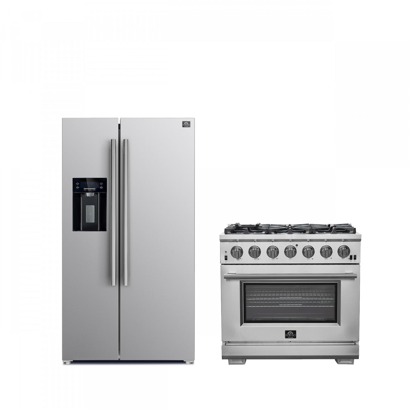 Forno Premium Stainless Steel Kitchen Package with 36" Range and Side-by-Side Refrigerator - FBDL-019-02CAUS