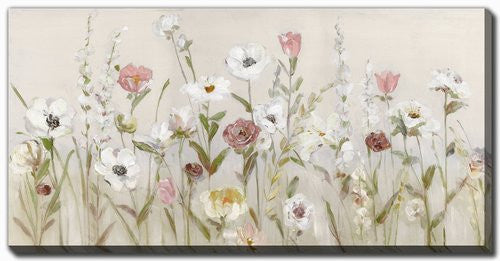 Spring Meadow Blooms Wall Art - Neutral/Pink - 10 X 20
