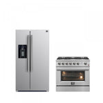 Forno Premium Stainless Steel Kitchen Package with Side-by-Side Refrigerator and Gas Range - FBDL-021-03CAUS