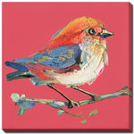 Feathered Friend Wall Art - Red - 16 X 16