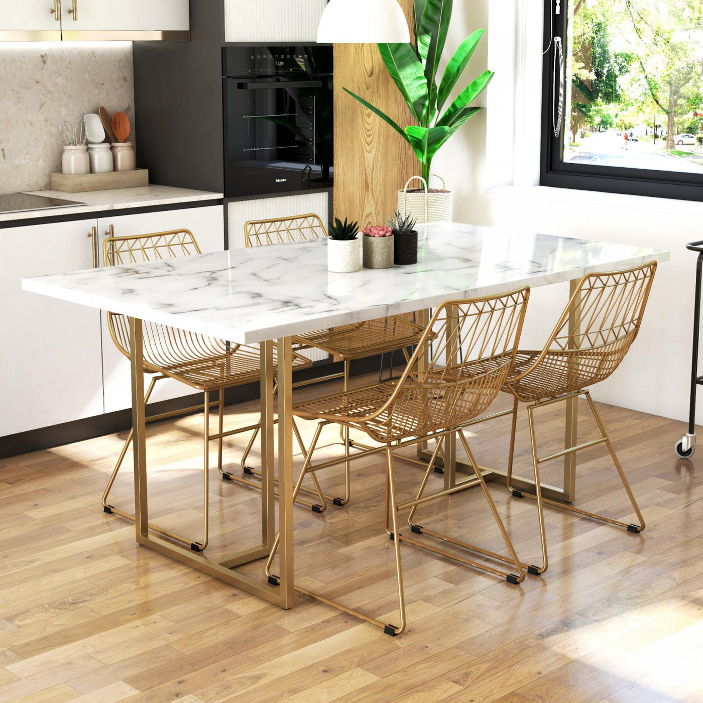 Astor Dining Table - White Marble/Gold