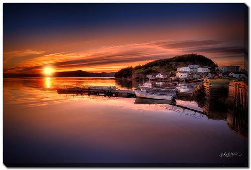 Sunset at the Wharf Wall Art - Orange - 16 X 20
