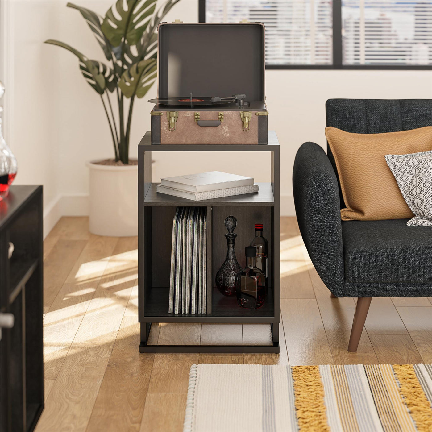 Regal Turntable Stand/End Table - Black Oak