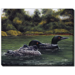 Loons on the Lake Wall Art - Green - 16 X 20