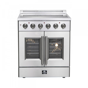 Forno Galiano 30" Stainless Steel French Door Electric Range with True Convection and Air Fry (4.32 Cu. Ft.) - FFSEL6917-30