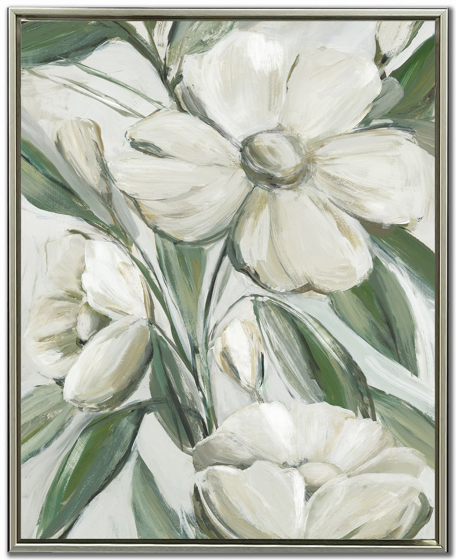 Floral Contrast II Wall Art - White - 30 X 24