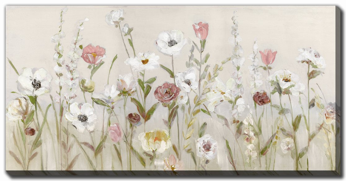 Spring Meadow Blooms Wall Art - Neutral/Pink - 30 X 60