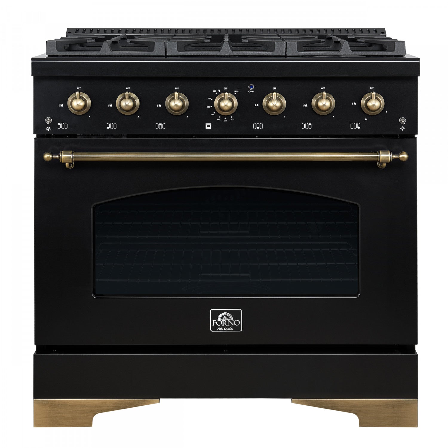 Forno Antico 36" Black Dual Fuel Range (4.5 Cu. Ft.) - FFSGS6113-36BLK