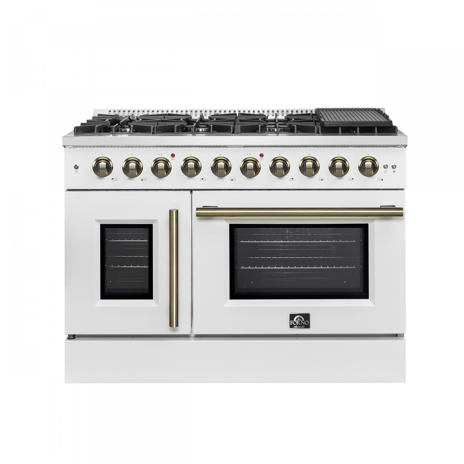 Forno Galiano 48" White Freestanding Double Oven Gas Range (6.58 Cu. Ft.) - FFSGS6444-48WHT