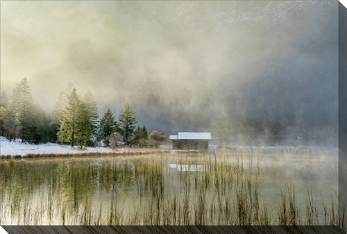 Cabin in the Fog Wall Art - Blue/Green - 22 X 28