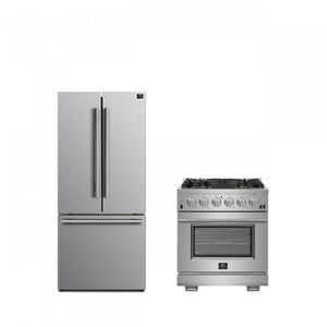 Forno Premium Stainless Steel Kitchen Package with Range and and French Door Refrigerator - FBDL-019-01CAUS