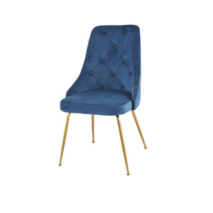 Peacock Velvet Dining Chair - Blue/Gold- Set of Two