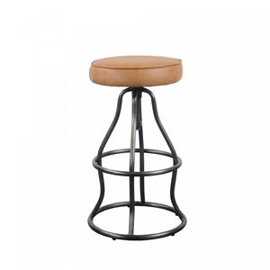 Maloe Leather Bar Stool - Cognac