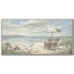 Seats by the Sea Wall Art - Blue/Beige - 24 X 48