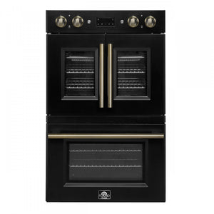 Forno Asti Black 30" French Door Double Wall Oven With Dual True Convection And Air Fry (7.36 Cu. Ft.) - FBOEL1340-30BLK