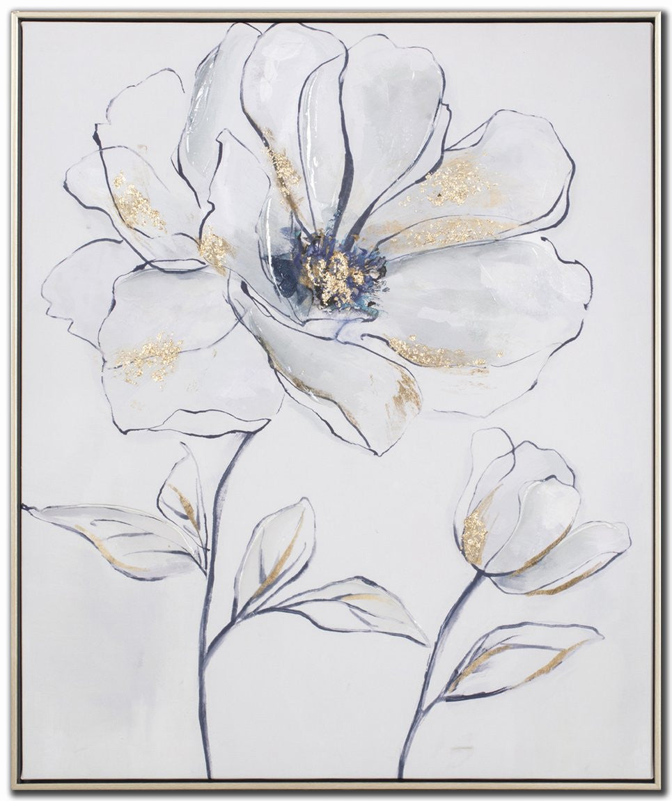 Petal Grace II Wall Art - White/Blue - 24 X 20