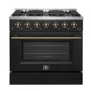 Forno Galiano 36" Black Freestanding Gas Range (5.36 Cu. Ft.) - FFSGS6244-36BLK