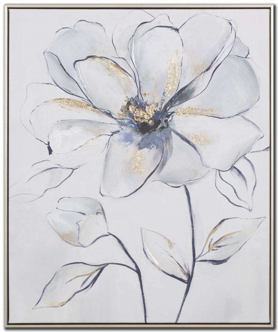 Petal Grace I Wall Art - White/Blue - 24 X 20
