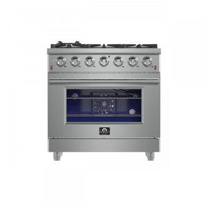Forno Massimo 36" Stainless Steel Freestanding Gas Range with Air Fry (5.36 Cu. Ft.) - FFSGS6239-36