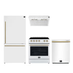 Forno Premium White Kitchen Package with Range, Bottom Freezer Refrigerator, Dishwasher and Range Hood - FBDL-006-03CA
