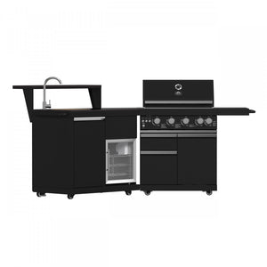 Forno All'Aperto Black Countertop Outdoor Kitchen with 62,600 BTU BBQ and Beverage Centre - FODKT2582BLK