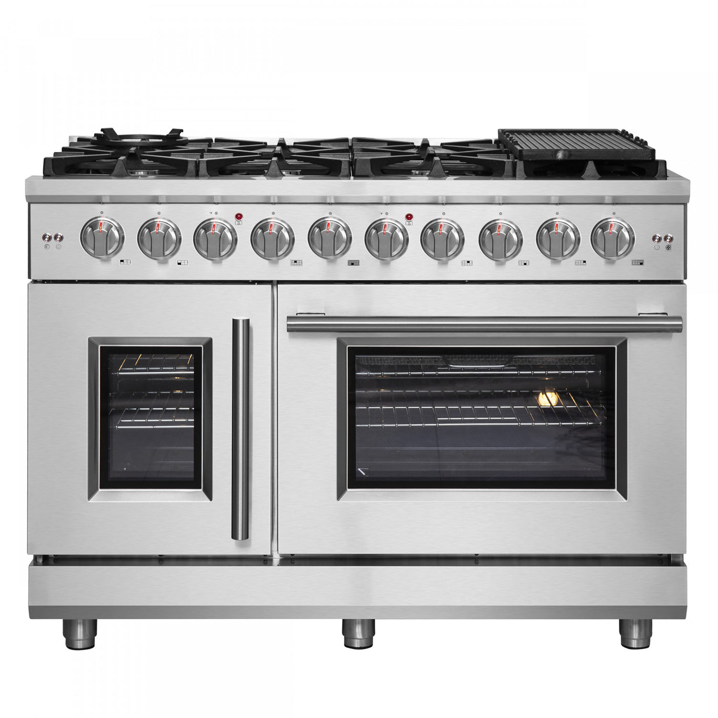 Forno Massimo 48" Stainless Steel French Door Freestanding Double Oven Gas Range (6.58 Cu. Ft.) - FFSGS6439-48
