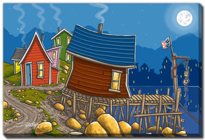 Moonlit Village Wall Art - Multi-Colour - 22 X 28