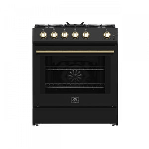 Forno Leonardo 30" Black Freestanding Gas Range (5.0 Cu. Ft.) - FFSGS1116-30BLK