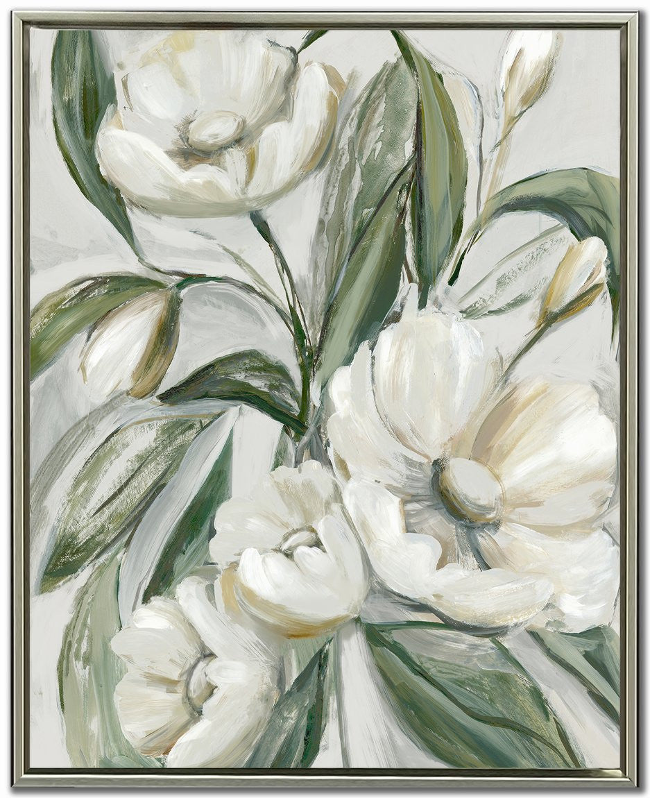 Floral Contrast I Wall Art - White - 30 X 24