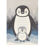 Kids Baby Penguin Area Rug - Grey Blue - 5' X 8'