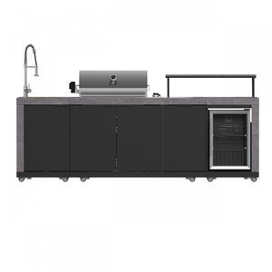 Forno Rimini Gray Countertop Outdoor Kitchen with 30" 62,600 BTU BBQ and Beverage Centre - FODKT2544BLK