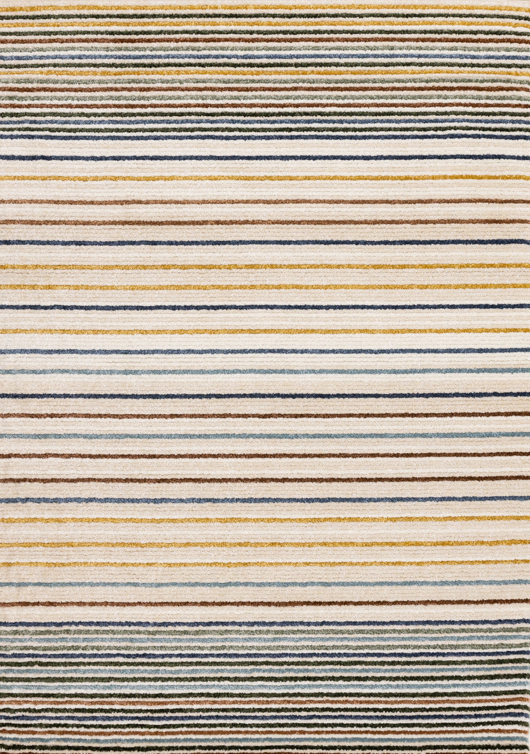 Nora Casual Contemporary Striped Area Rug - Cream Blue Yellow - 5' X 8'