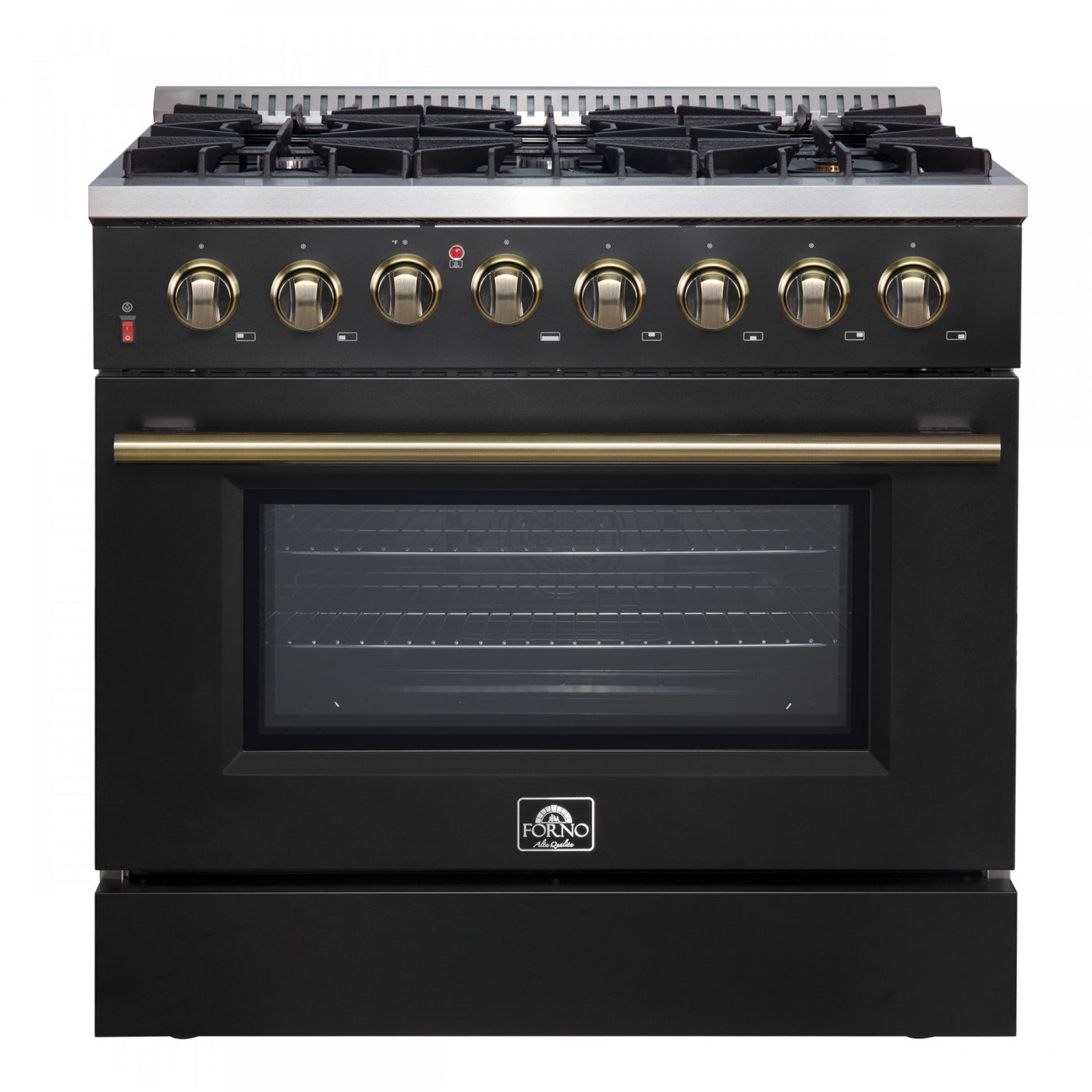 Forno Galiano 36" Black Dual Fuel Range (5.36 Cu. Ft.) - FFSGS6156-36BLK