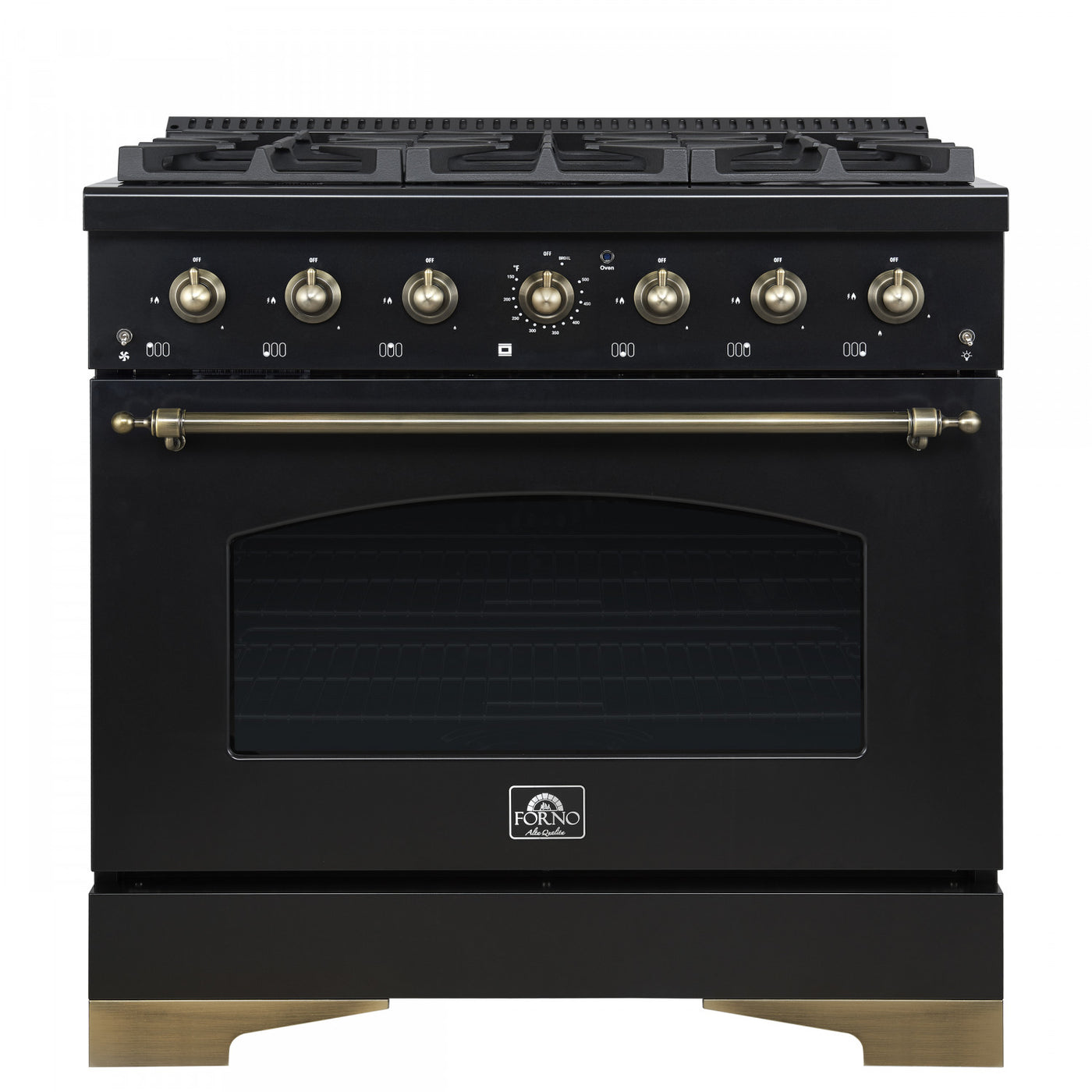 Forno Antico 36" Black Freestanding Gas Range (4.5 Cu. Ft.) - FFSGS6219-36BLK