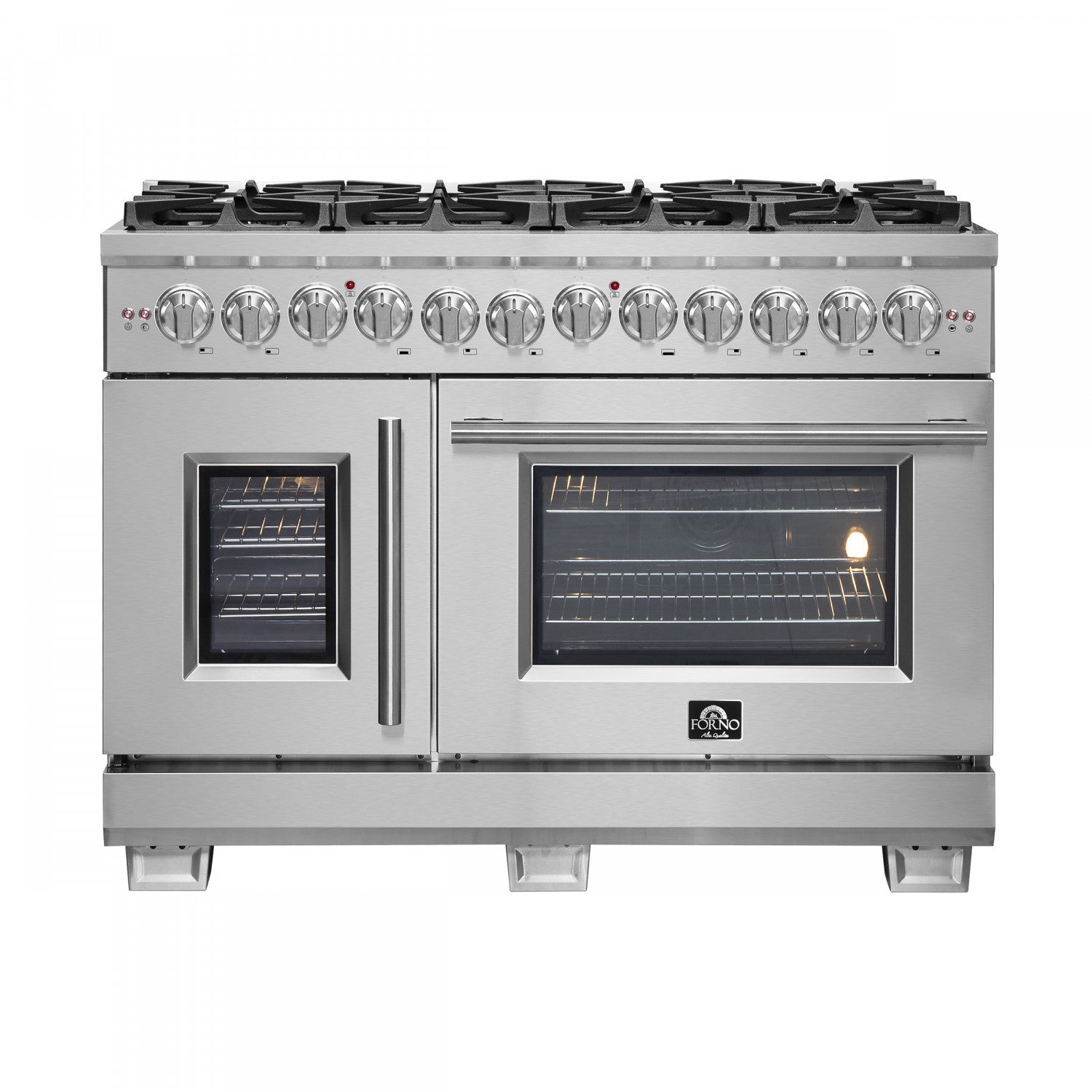 Forno Capriasca 48" Stainless Steel Freestanding Dual Fuel Double Oven Range with True Convection (6.58 Cu. Ft.) - FFSGS6387-48