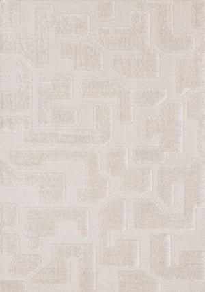 Luxury Plush Textured Shapes Area Rug - Cream - 5' X 8'