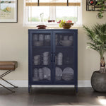 Channing 2 Door Storage Cabinet with Mesh Metal - Navy