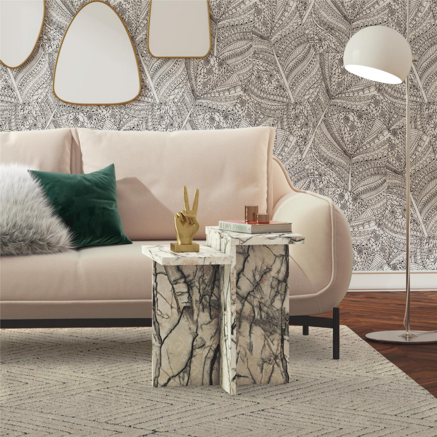 Brielle Accent Table - Faux Onyx Marble