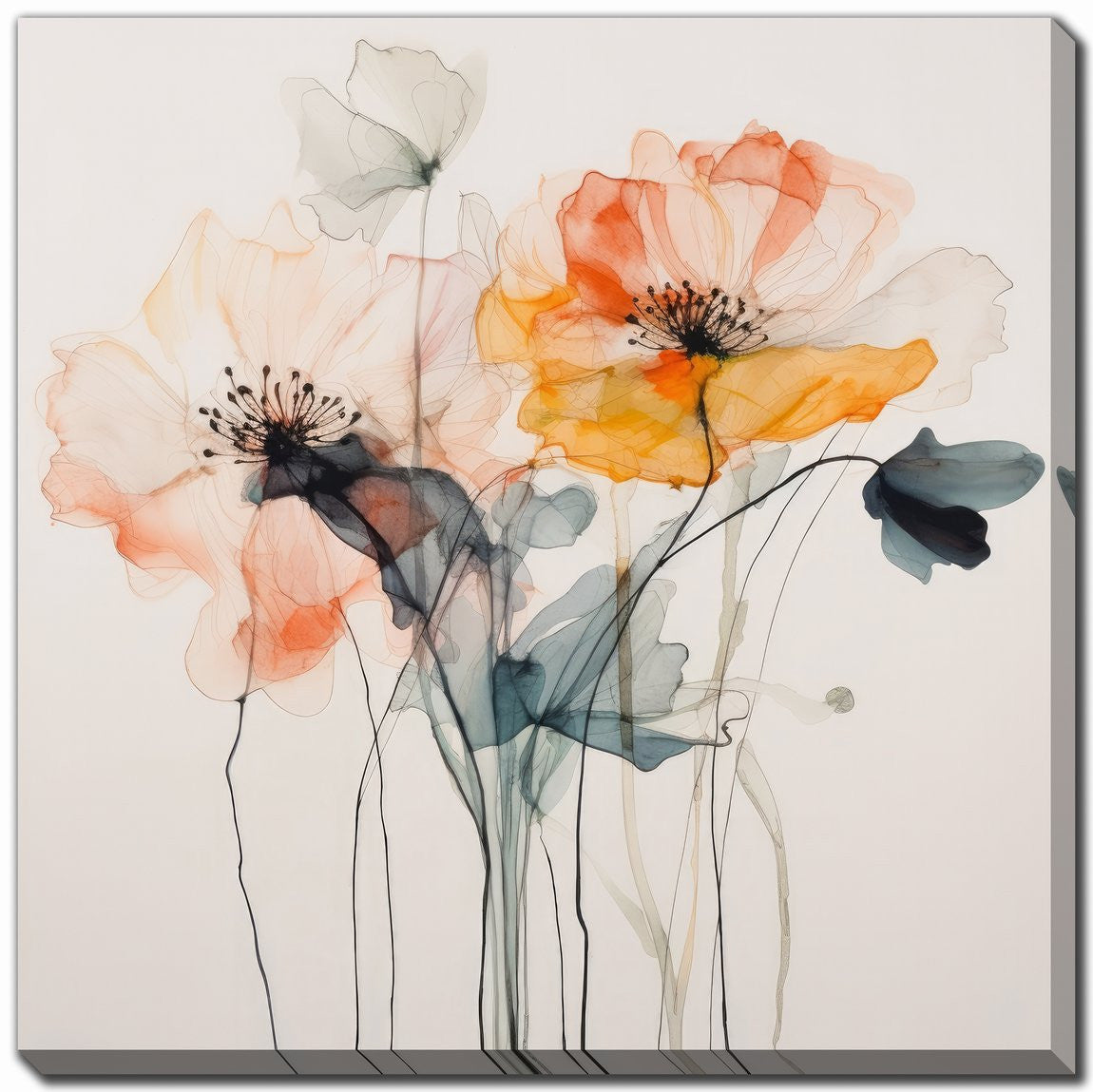 Watercolour Blooms II Wall Art - Multi-Colour - 24 X 24