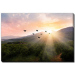 Rise and Soar Wall Art - Green/Orange - 38 X 60